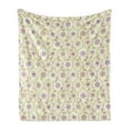 thumbnail image 1 of Floral Soft Flannel Fleece Throw Blanket, Repetitive Vintage Flowers Spring Art Illustration, Cozy Plush for Indoor and Outdoor Use, 60" x 80", Cream Avocado Green, by Ambesonne, 1 of 6