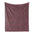 thumbnail image 1 of Floral Soft Flannel Fleece Throw Blanket, Retro Exotic Flower Petals on Retro Geometric Checkered Stripes Backdrop, Cozy Plush for Indoor and Outdoor Use, 50" x 60", Pink and Multicolor, by Ambesonne, 1 of 5