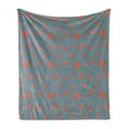 thumbnail image 1 of Floral Soft Flannel Fleece Throw Blanket, Retro Vintage 60s 50s Inspired Flower on a Blue Tone Backdrop Image, Cozy Plush for Indoor and Outdoor Use, 50" x 70", Petrol Blue Dark Coral, by Ambesonne, 1 of 5