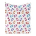 thumbnail image 1 of Floral Soft Flannel Fleece Throw Blanket, Rose Petals Romantic Blossoming Nature in Digital Style Pattern Display, Cozy Plush for Indoor and Outdoor Use, 70" x 90", Multicolor, by Ambesonne, 1 of 5