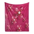 thumbnail image 1 of Floral Soft Flannel Fleece Throw Blanket, Sakura Tree Flowers Ornament Design Traditional Spring Seasonal Pattern, Cozy Plush for Indoor and Outdoor Use, 60" x 80", Pink, by Ambesonne, 1 of 5