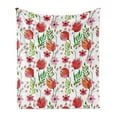 thumbnail image 1 of Floral Soft Flannel Fleece Throw Blanket, Scribbles of Flowers and Leaves in Watercolor Effect, Cozy Plush for Indoor and Outdoor Use, 50" x 60", Pink Green, by Ambesonne, 1 of 5