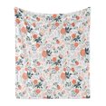 thumbnail image 1 of Floral Soft Flannel Fleece Throw Blanket, Shabby Blooms Nature Inspired Botanical Beauty Illustration, Cozy Plush for Indoor and Outdoor Use, 60" x 80", Almond Green Salmon, by Ambesonne, 1 of 6