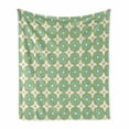 thumbnail image 1 of Floral Soft Flannel Fleece Throw Blanket, Floral Shaped Pastel Toned Ceramic Tile Style Ornate Mosaic Pattern, Cozy Plush for Indoor and Outdoor Use, 50" x 70", Khaki Turquoise, by Ambesonne, 1 of 6
