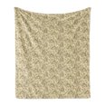 thumbnail image 1 of Floral Soft Flannel Fleece Throw Blanket, Silhouette Cluster of Plants as Art Designed Curvy Leaf and Stem, Cozy Plush for Indoor and Outdoor Use, 50" x 60", Beige Umber and Pearl, by Ambesonne, 1 of 6
