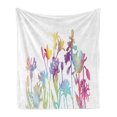 thumbnail image 1 of Floral Soft Flannel Fleece Throw Blanket, Silhouette Look Color Change Floral Modern Watercolor Prairie Spring Look, Cozy Plush for Indoor and Outdoor Use, 60" x 80", Multicolor, by Ambesonne, 1 of 5