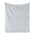 thumbnail image 1 of Floral Soft Flannel Fleece Throw Blanket, Simplistic Retro Interconnected Flowers on Plain Backdrop Pattern, Cozy Plush for Indoor and Outdoor Use, 60" x 80", White Pale Purpleblue, by Ambesonne, 1 of 5