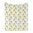 thumbnail image 1 of Floral Soft Flannel Fleece Throw Blanket, Sketch of Lily Flowers Gardening Plants Summer Meadow Field, Cozy Plush for Indoor and Outdoor Use, 60" x 80", Yellow Grey, by Ambesonne, 1 of 5