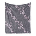 thumbnail image 1 of Floral Soft Flannel Fleece Throw Blanket, Spring Japanese Sakura Branches Full Blossom Modern Oriental Composition, Cozy Plush for Indoor and Outdoor Use, 50" x 60", Taupe Pale Pink, by Ambesonne, 1 of 5