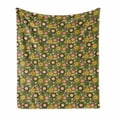 thumbnail image 1 of Floral Soft Flannel Fleece Throw Blanket, Spring Nature Botanical Pattern with Abstract Design Flowers, Cozy Plush for Indoor and Outdoor Use, 50" x 70", Olive Green Multicolor, by Ambesonne, 1 of 5