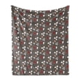 thumbnail image 1 of Floral Soft Flannel Fleece Throw Blanket, Spring Nature Garden Art Pattern with Red Blooms Leaves and Little Buds, Cozy Plush for Indoor and Outdoor Use, 50" x 60", White Peach Taupe, by Ambesonne, 1 of 6