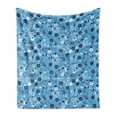 thumbnail image 1 of Floral Soft Flannel Fleece Throw Blanket, Swirled Mix Flower Petals Background Shabby Form Style Classical Image, Cozy Plush for Indoor and Outdoor Use, 50" x 70", Dark Blue White, by Ambesonne, 1 of 5