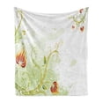 thumbnail image 1 of Floral Soft Flannel Fleece Throw Blanket, Swirled Petals Lines on Grunge Background Retro Scroll Botany, Cozy Plush for Indoor and Outdoor Use, 60" x 80", Green Green, by Ambesonne, 1 of 6