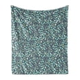 thumbnail image 1 of Floral Soft Flannel Fleece Throw Blanket, Tiny Round Bloom and Leaf Nature, Cozy Plush for Indoor and Outdoor Use, 50" x 70", Indigo Seafoam, by Ambesonne, 1 of 5