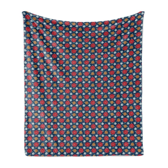 Floral Soft Flannel Fleece Throw Blanket, Top View Illustration of Summer Flowers Scene, Cozy Plush for Indoor and Outdoor Use, 60" x 80", Multicolor, by Ambesonne