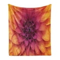 thumbnail image 1 of Floral Soft Flannel Fleece Throw Blanket, Top View Macro Shot of Dahlia Petals Scene, Cozy Plush for Indoor and Outdoor Use, 70" x 90", Magenta Apricot, by Ambesonne, 1 of 5