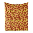 thumbnail image 1 of Floral Soft Flannel Fleece Throw Blanket, Traditional Japanese Cherry Blossom Trees Pink Sakura Flowers, Cozy Plush for Indoor and Outdoor Use, 50" x 70", Earth Yellow Dark Brown, by Ambesonne, 1 of 5