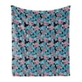 thumbnail image 1 of Floral Soft Flannel Fleece Throw Blanket, Tropical Pattern with Spring Petals and Leaves on Dark Background, Cozy Plush for Indoor and Outdoor Use, 60" x 80", Pale Muave Black, by Ambesonne, 1 of 5