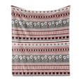 thumbnail image 1 of Floral Soft Flannel Fleece Throw Blanket, Various Spring Flower Motifs on Striped Background Geometric Illustration, Cozy Plush for Indoor and Outdoor Use, 70" x 90", Grey Pink Burgundy, by Ambesonne, 1 of 5