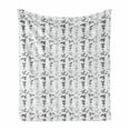 thumbnail image 1 of Floral Soft Flannel Fleece Throw Blanket, Vertically Arranged Streaks with Abstract Delicate Flowers Drawn by Hand, Cozy Plush for Indoor and Outdoor Use, 60" x 80", Charcoal Grey White, by Ambesonne, 1 of 5
