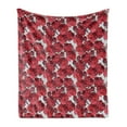 thumbnail image 1 of Floral Soft Flannel Fleece Throw Blanket, Vibrant Graphic Design Roses Pattern Blossoms Romantic Bouquet Illustration, Cozy Plush for Indoor and Outdoor Use, 70" x 90", Purple Pink Red, by Ambesonne, 1 of 6