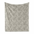 thumbnail image 1 of Floral Soft Flannel Fleece Throw Blanket, Vintage Monochrome Abstract Flowers Leaves Repetitive Illustration, Cozy Plush for Indoor and Outdoor Use, 50" x 70", Dark Sepia Eggshell, by Ambesonne, 1 of 5