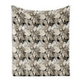 thumbnail image 1 of Floral Soft Flannel Fleece Throw Blanket, Vintage Plant Arrangement with Soft Colors Faded Foliage Leaves Natural Vegetation, Cozy Plush for Indoor and Outdoor Use, 60" x 80", Tan Black, by Ambesonne, 1 of 6