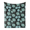 thumbnail image 1 of Floral Soft Flannel Fleece Throw Blanket, Vintage Style Romantic Flowers Budding, Cozy Plush for Indoor and Outdoor Use, 70" x 90", Charcoal Grey Pale Teal, by Ambesonne, 1 of 6