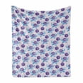 thumbnail image 1 of Floral Soft Flannel Fleece Throw Blanket, Watercolor Romance Themed Pattern Abstract Roses on Stripes, Cozy Plush for Indoor and Outdoor Use, 60" x 80", Baby Pink Sky Blue, by Ambesonne, 1 of 5