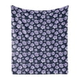 thumbnail image 1 of Floral Soft Flannel Fleece Throw Blanket, Watercolored Flower Blossoms on Dark Background Garden Art Print, Cozy Plush for Indoor and Outdoor Use, 50" x 60", Night Blue Lavender, by Ambesonne, 1 of 6