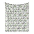 thumbnail image 1 of Floral Soft Flannel Fleece Throw Blanket, Wild Lilac Flowers Spring Fresh Watercolor Sketch Look Pattern, Cozy Plush for Indoor and Outdoor Use, 50" x 70", Green Pale Fuchsia, by Ambesonne, 1 of 5