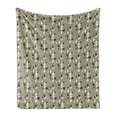 thumbnail image 1 of Floral Soft Flannel Fleece Throw Blanket, Wildflowers Pattern Contrasting Colors Curvy Branches Natural Theme, Cozy Plush for Indoor and Outdoor Use, 50" x 60", Khaki White Dark Brown, by Ambesonne, 1 of 5