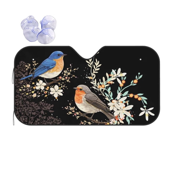 Floral Songbird Car Windshield Sun Shade Universal Fit Auto Sun Visor Protector