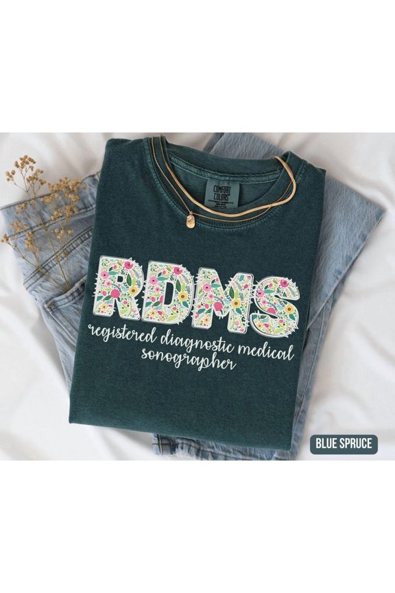 Floral Sonographer Registered Ultrasound Tech New Rdms Student T-Shirt