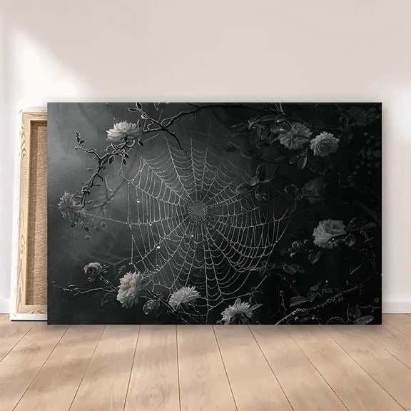 Floral & Spider Web Poster & Canvas Wall Art, Home Decor
