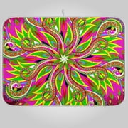 Floral Spiral Dish Drying Mat for Kitchen Counter 18" x 16" inch - Absorbent Reversible Microfiber Dish Mat, Heat Resistant Drying Pad Dish Drainer Mats for Countertop - Purple
