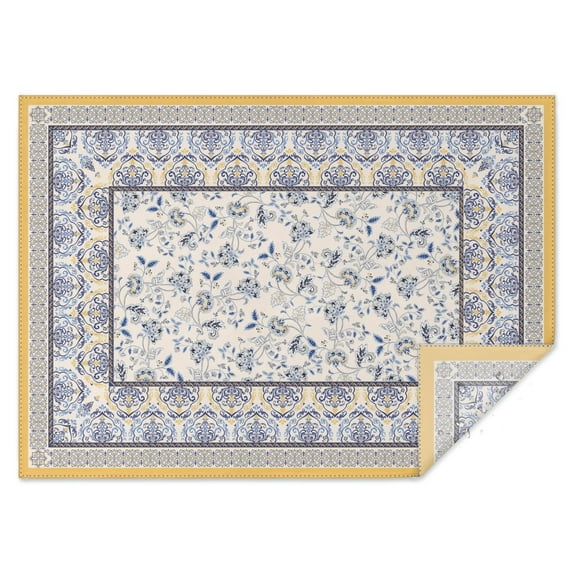 Floral Spring Botanical Table Cloth,Wrinkle Resistant Table Cover with Polyester,Waterproof Reusable Tablecloth for Kitchen Picnic Party (Rectangle,60x84inch)