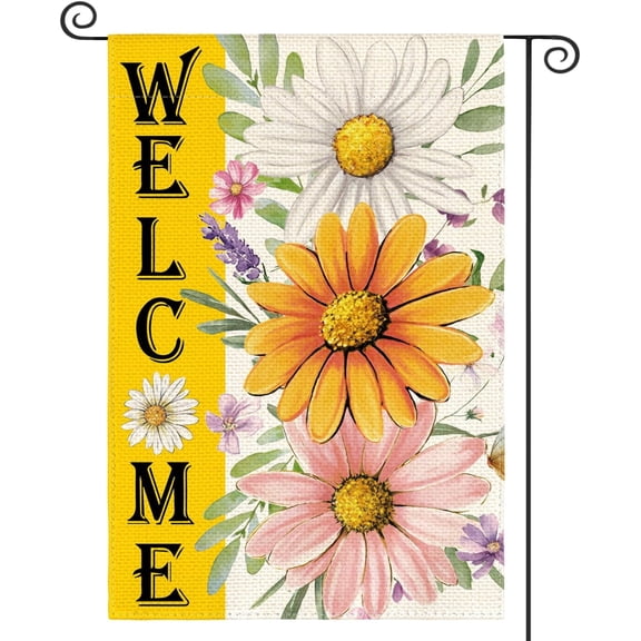 Floral Spring Garden Flag 12x18 Inch Double Sided Outdoor Seasonal Flowers Welcome Yard Decor