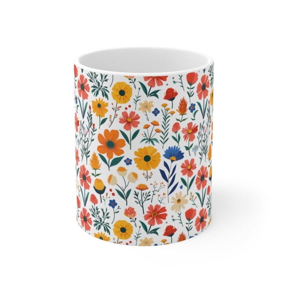 Floral Spring Mug, Botanil Coffee Cup, Flower Print oz.
