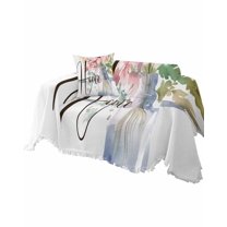 Floral Spring Sofa Couch Covers for Dog,Washable Sectional Couch Slipcovers for Loveseat with Tassels,Spring Summer Bottle Flower White Non Slip Sofa Throw Cover Blanket Large 71''x102''