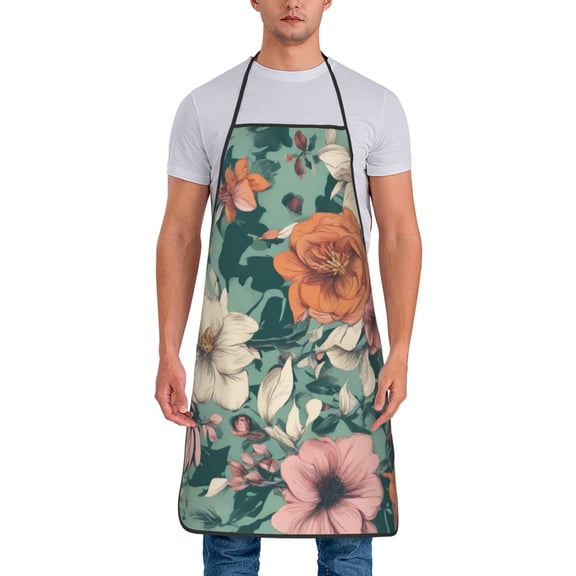 Floral Spring Summer Aprons for Women Men Waterproof For Kitchen Cooking BBQ Gardening Painting Mechanic