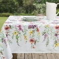 thumbnail image 1 of Floral Spring/Summer Durable Heavyweight Fabric Indoor Outdoor Tablecloth, Washable Table Cloth for Round Tables, Picnic/Patio Table Covers (70" Round, Antonia), 1 of 4