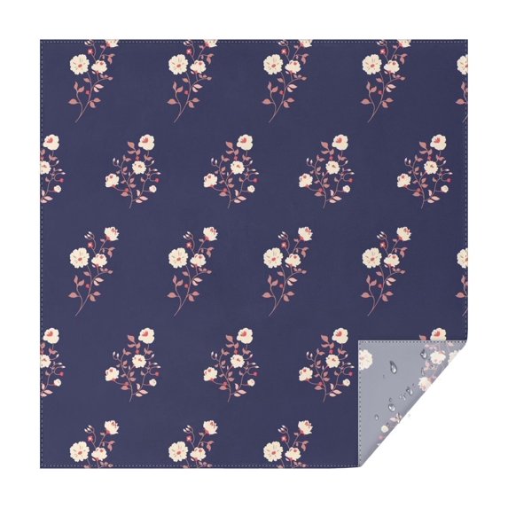 Floral 42" Square Waterproof Tablecloth, Floral Print Polyester Table Cover