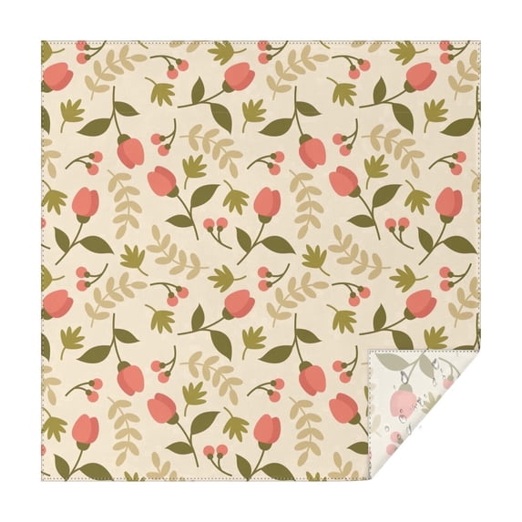 Floral 42" Square Waterproof Tablecloth, Floral Print Polyester Table Cover