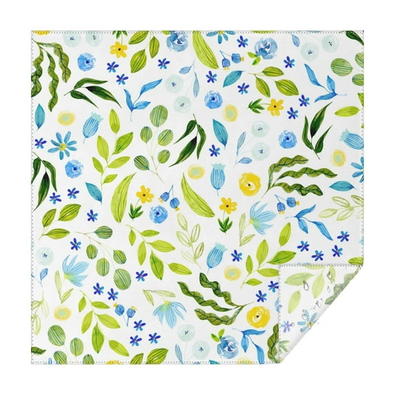 Floral 42" Square Waterproof Tablecloth, Floral Print Polyester Table Cover