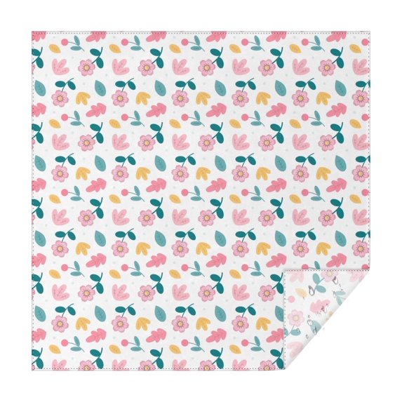 Floral 42" Square Waterproof Tablecloth, Floral Print Polyester Table Cover