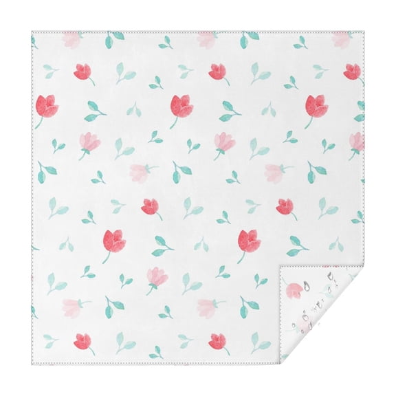 Floral Square Tablecloth 42x42in(107x107cm) – Waterproof Polyester Printed Table Cover, Wrinkle Resistant & Washable for Kitchen Dining Picnic Party Decor, Thanksgiving,Christmas, Spring,Flower