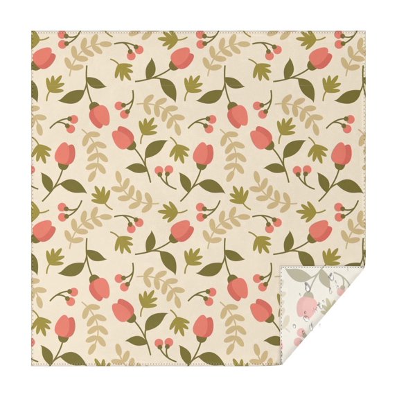 Floral 42" Square Waterproof Tablecloth, Floral Print Polyester Table Cover