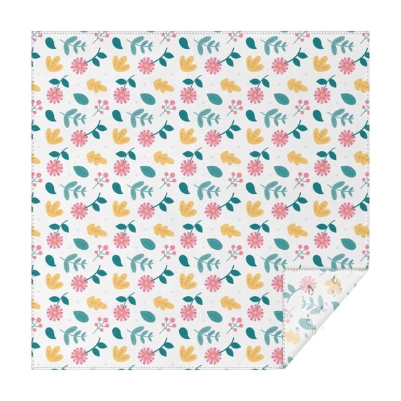 Floral Square Tablecloth 42x42in(107x107cm) – Waterproof Polyester Printed Table Cover, Wrinkle Resistant & Washable for Kitchen Dining Picnic Party Decor, Thanksgiving,Christmas, Spring,Flower