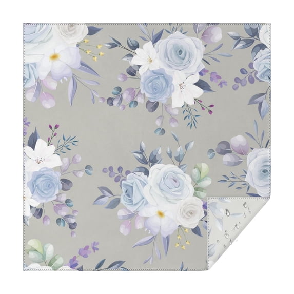 Floral 42" Square Waterproof Tablecloth, Floral Print Polyester Table Cover